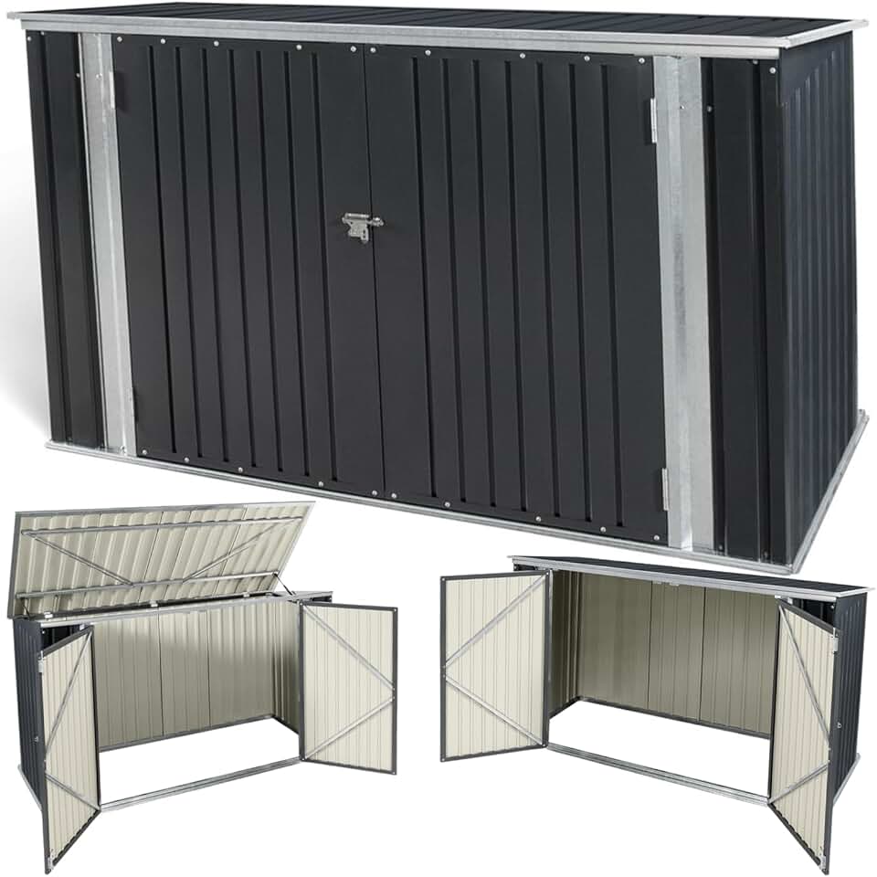 jardinite - Abri de jardin métal 210x105x130cm - toit ouvrant, double porte, rangement vélos