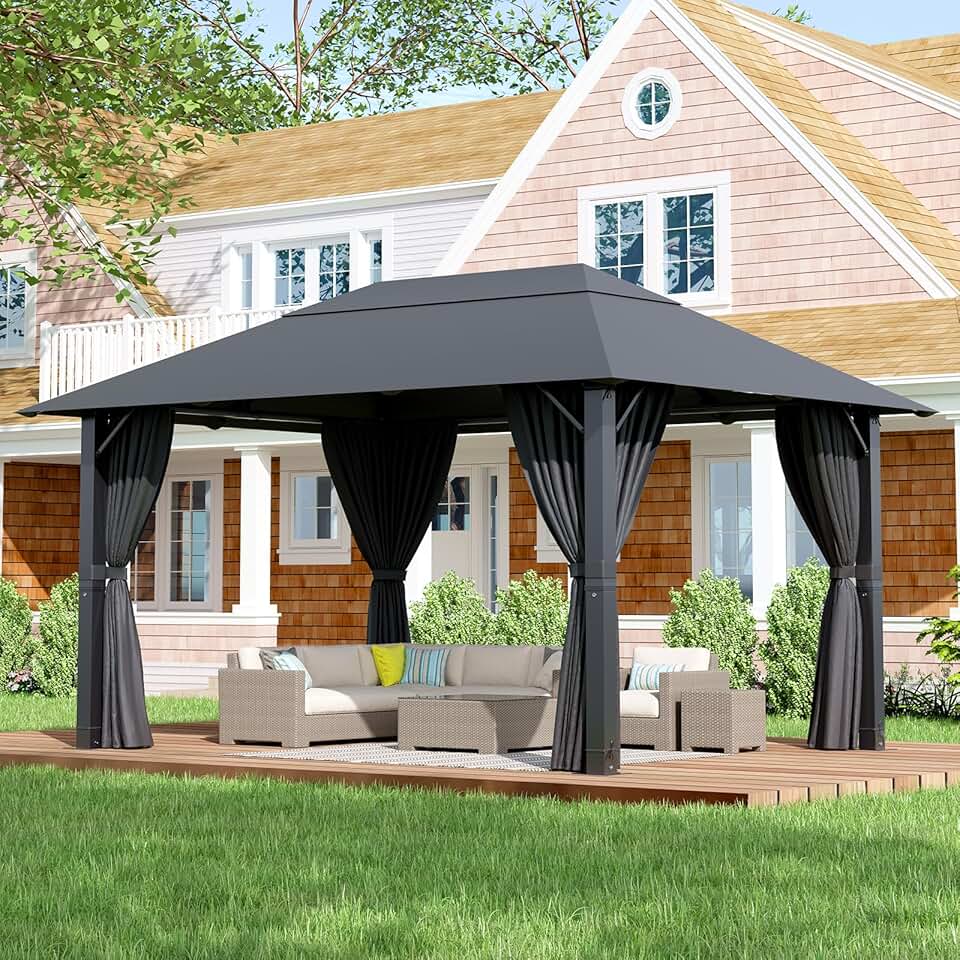 jardinite - tonnelle aluminium jardin série extérieure - 3x4m - imperméable, anti-UV, résistante hiver