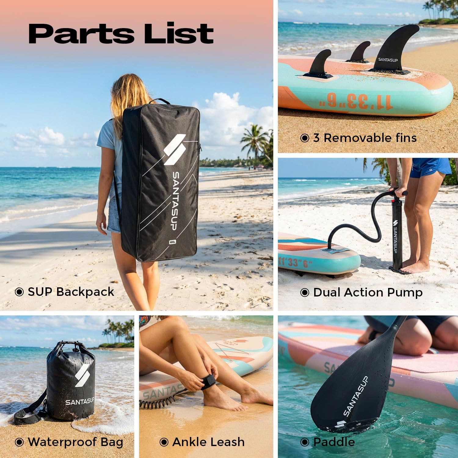 Tableau Gonflable Stand Up Paddle avec Accessoires Sup, Pont EVA antidérapant, Tableau Large 10'6