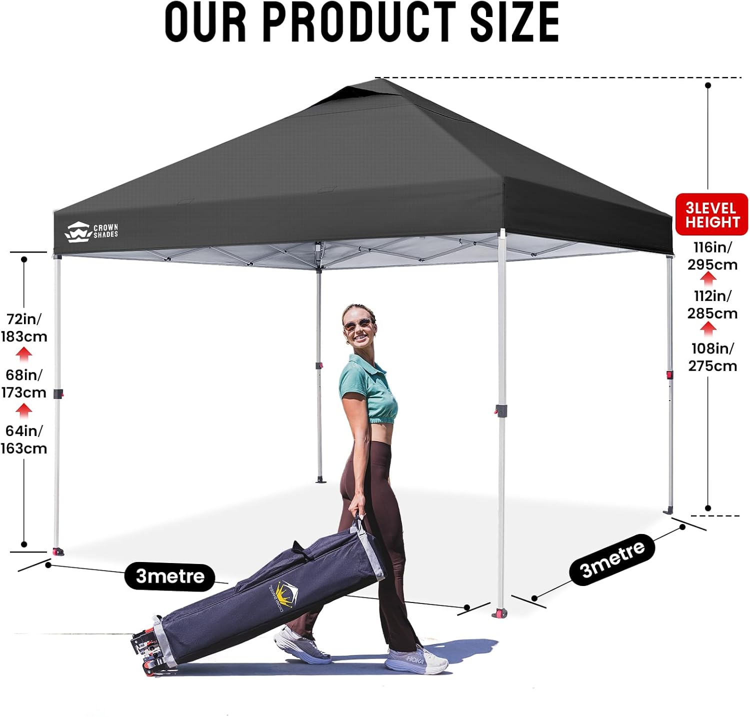 jardinite - pop-up gazebo - 3x3m - imperméable, UPF 50+, sacs de sable