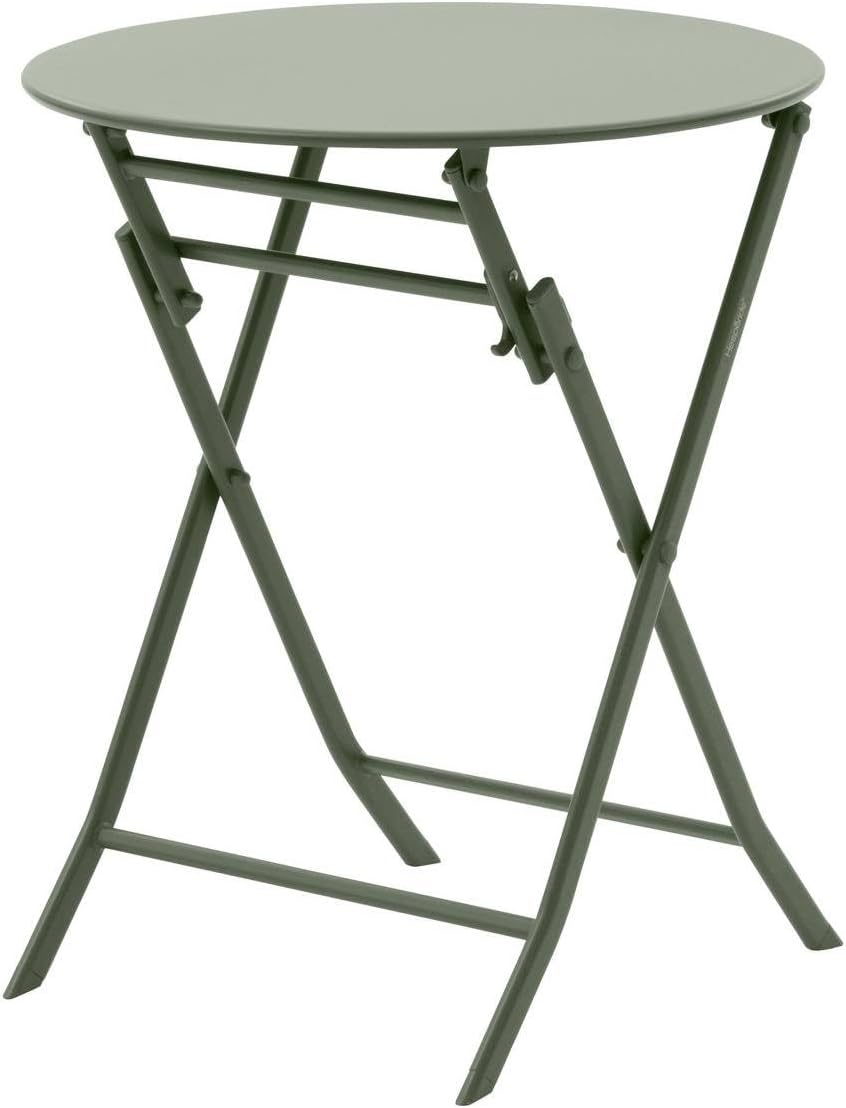 jardinite - Greensboro ronde 2 places - acier vert laurier renforcé - table de jardin pliante