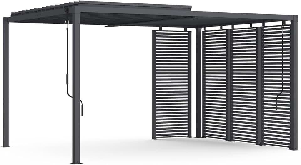 jardinite - Pergola bioclimatique acier 3x4m lames orientables gris