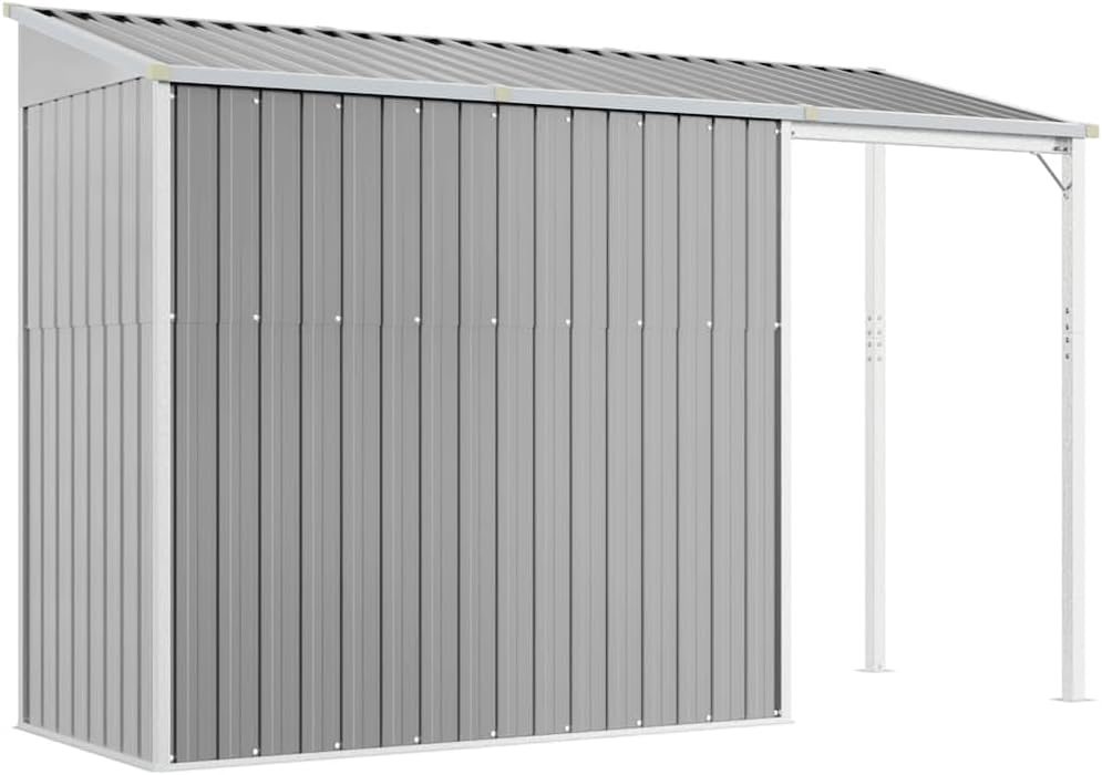 jardinite Abri de Jardin avec Toit prolongé Gris Clair 277x107x181 cm, Maison & Jardin, Pelouses & Jardins, Vie en extérieur, Structures extérieures, Cabanes & abris de Jardin, Gris, (Poids 41.56KG)