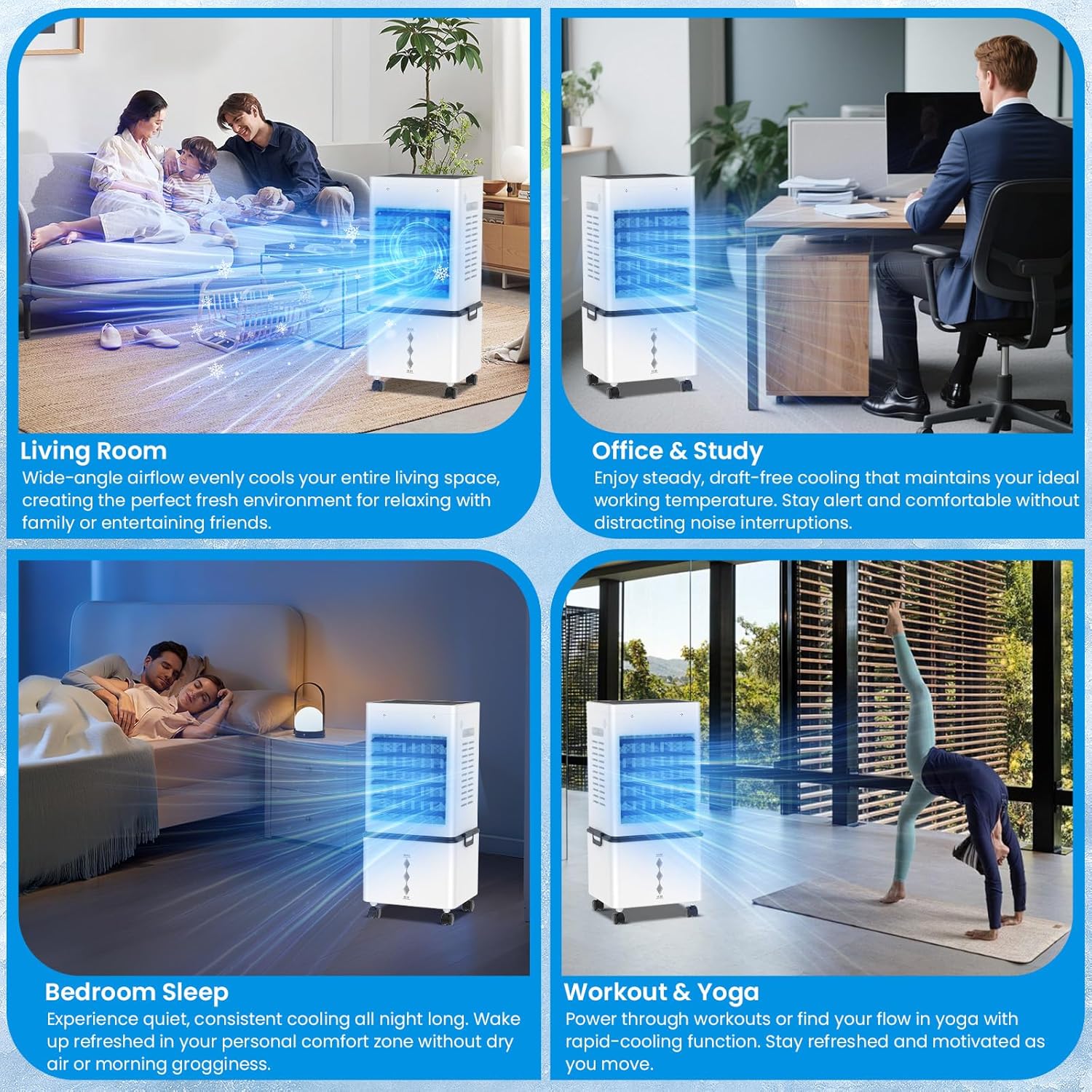 Climatiseur mobile - refroidisseur évaporatif 12 L - 6 vitesses, télécommande, minuterie 24h, 45W
