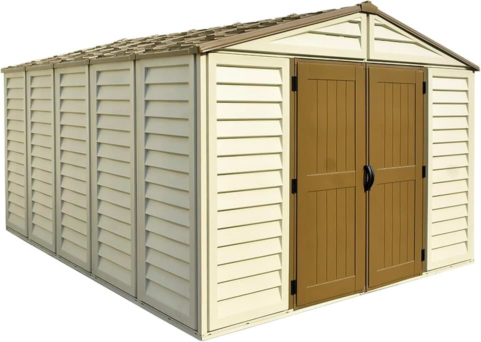 jardinite - Woodbridge Plus - 10,5'x13' - abri jardin résine, beige/brun, 399,8x318,7x222 cm