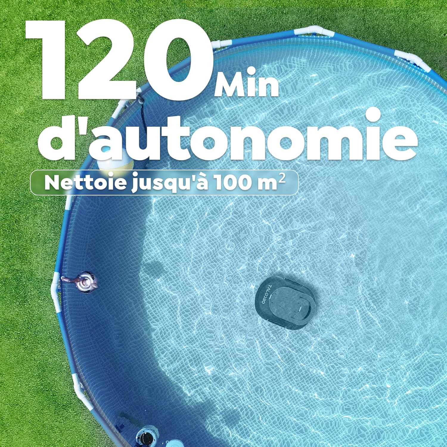Robot piscine sans fil - S1PRO - compact, 120min autonomie, charge 2,5h, jusqu'à 100m², S1PRO