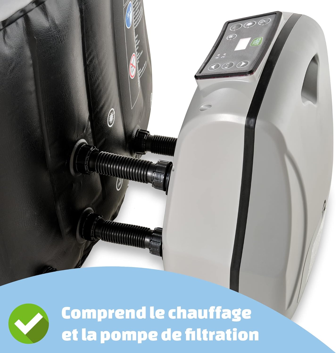 jardinite - Silver Classic Spa - 204x65cm - 4 places, chauffage, 140 jets d'air, filtration
