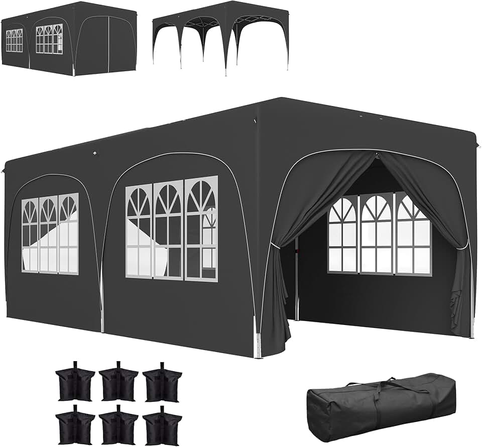 jardinite - tonnelle pliante pop up - 3x6m - UPF50+, réglable, sac transport