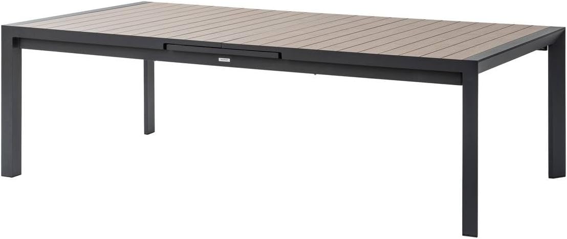 jardinite - Evasion - grande table extensible 14 places - aluminium effet bois, rallonge, extérieur
