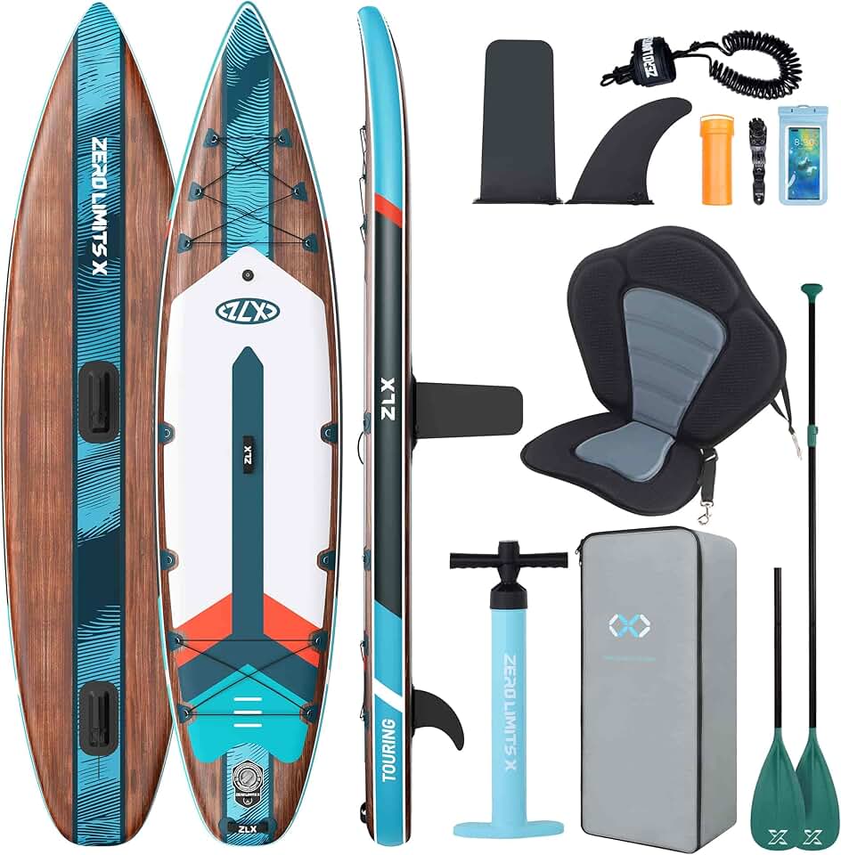 ZLX Planche de Paddle Gonflable Touring 350cm avec Siège Kayak | Sup Rapide et Stable Longue Distance, Charge 180kg, Stand Up Paddle Board Exploration Global Recycled Standard