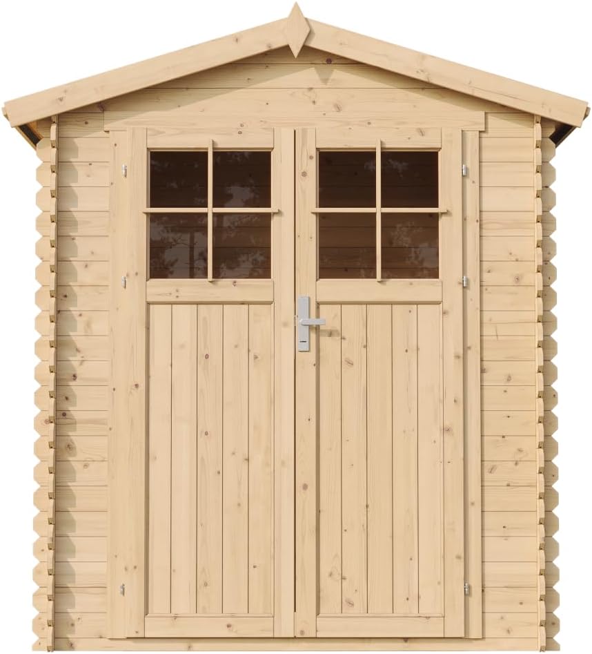 Abri de Jardin en Bois avec Sol TRAITÉ - Stockage extérieur I196xL136xH218 cm/ 1.98 m2 Petit abri à Outils, Local à vélos - jardinite M367F+M367G