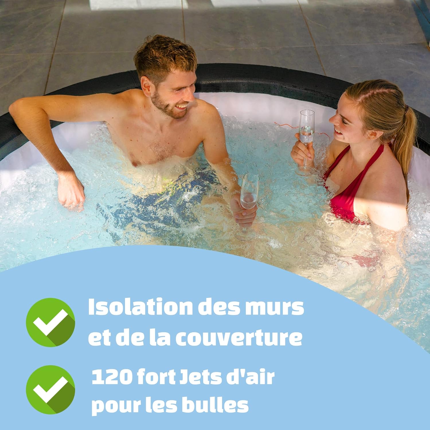 jardinite - Leather Premium Spa extérieur 184x73cm - 4 places, chauffage, 120 jets air