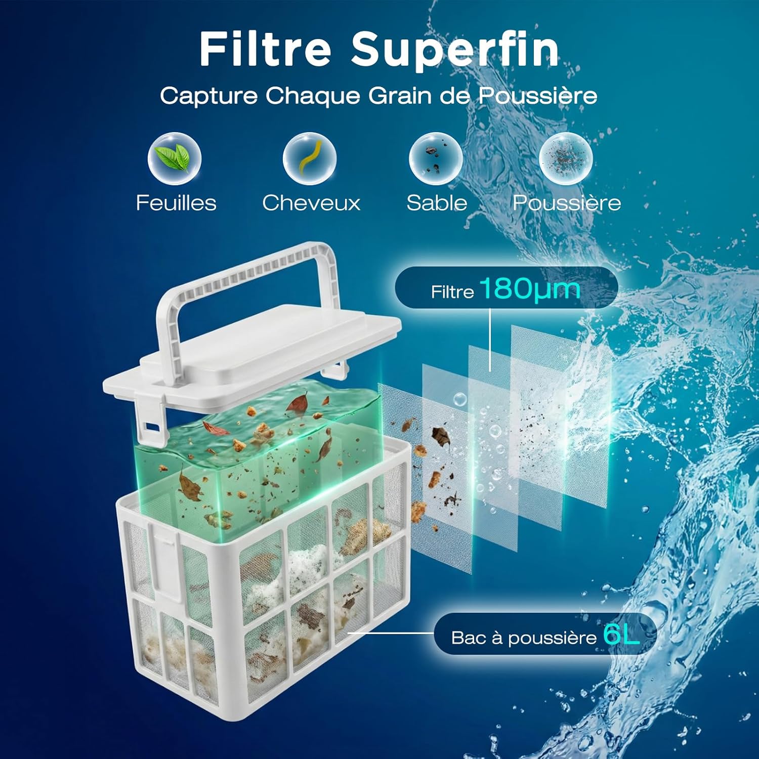 U8 Robot piscine - Sans fil, 120min, appli, 200㎡, U8