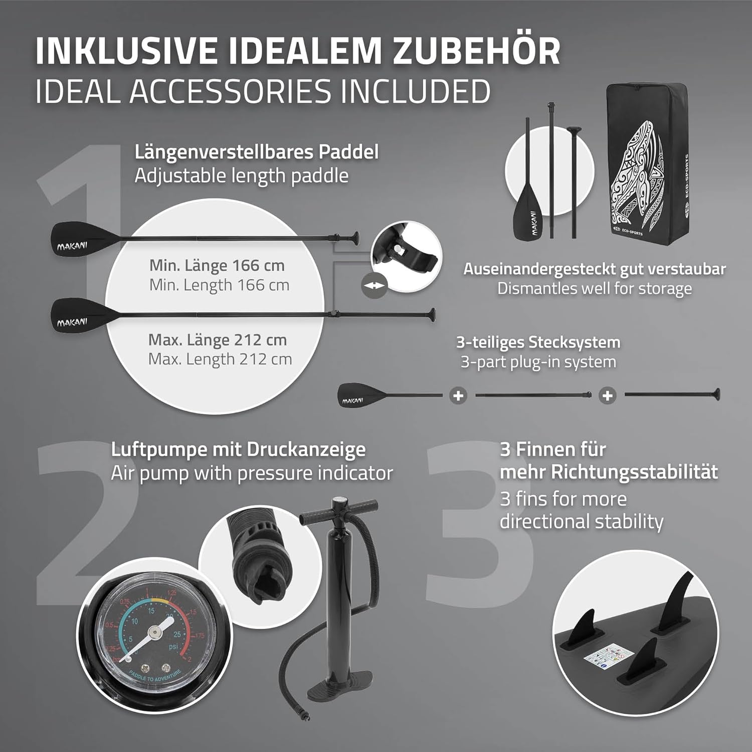 jardinite - Stand Up Paddle Gonflable - 305/308/320/380 cm - PVC, 120/150 kg, épaisseur 10/15 cm