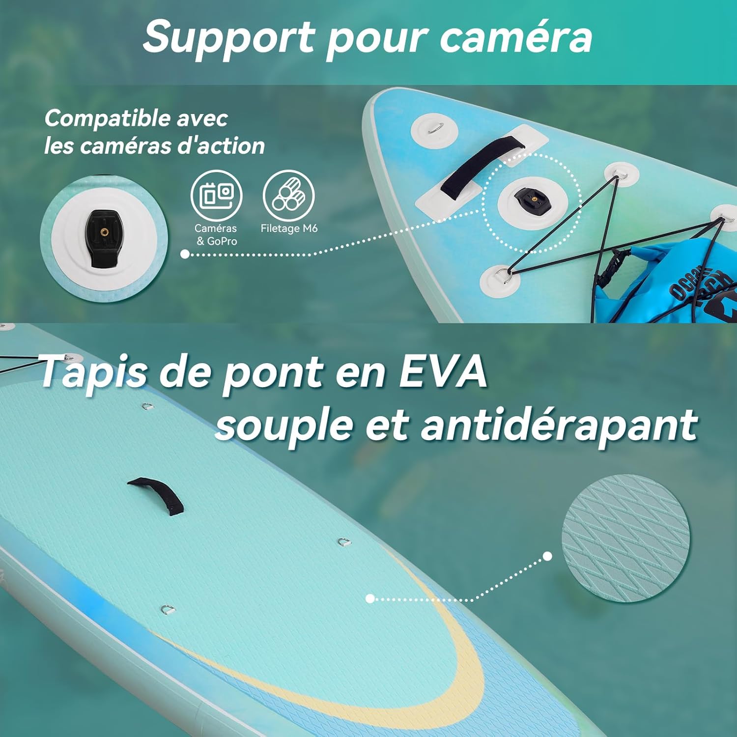 jardinite - paddle gonflable adulte - 320/335cm - 2 places, siège kayak, pagaie alu, support caméra, pompe, 150 kg