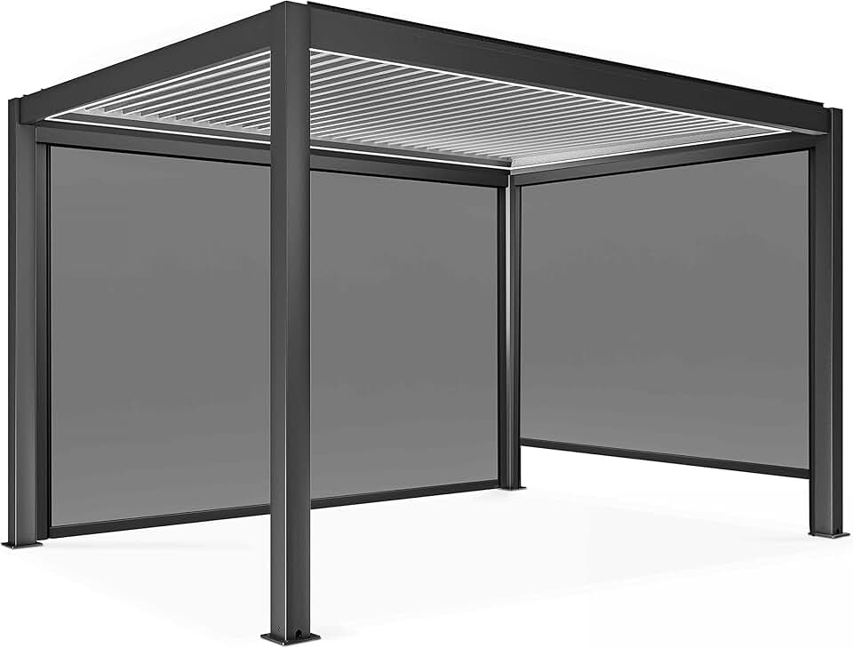 jardinite - Pergola bioclimatique motorisée autoportée 3x4m, LED, stores