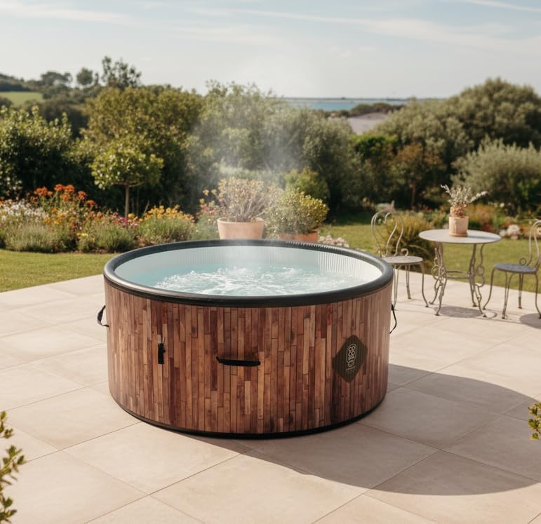 jardinite Bali Spa Gonflable - 150 cm de diamètre - 800 litres - Moteur 2240 W - 2 à 4 Personnes - Massage 140 Jets