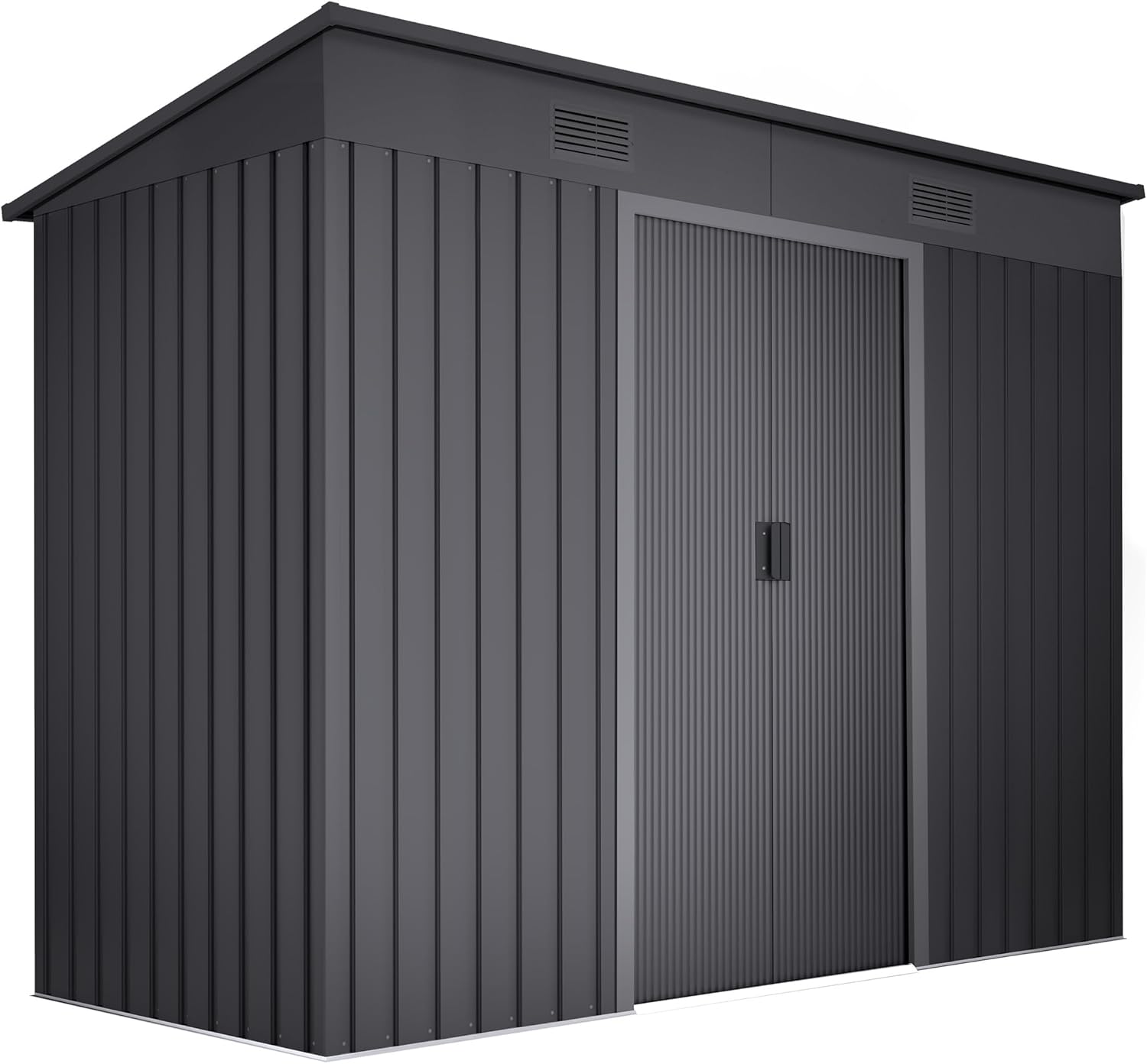 Abri de Jardin en métal 3,14m2 Light Anthracite - 238x130x202cm - 2 caillebotis - Anthracite - Double Porte coulissante - Rangement extérieur