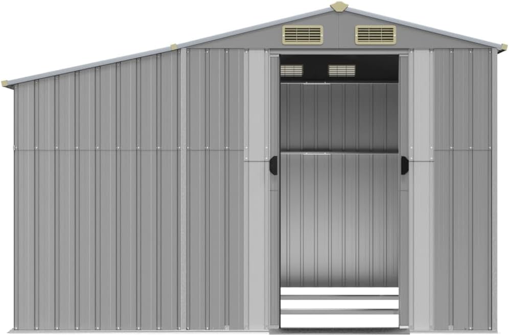 Abri de jardin en acier galvanisé - toit incliné, bunker à charbon - 277x279x179 cm - extérieur robuste