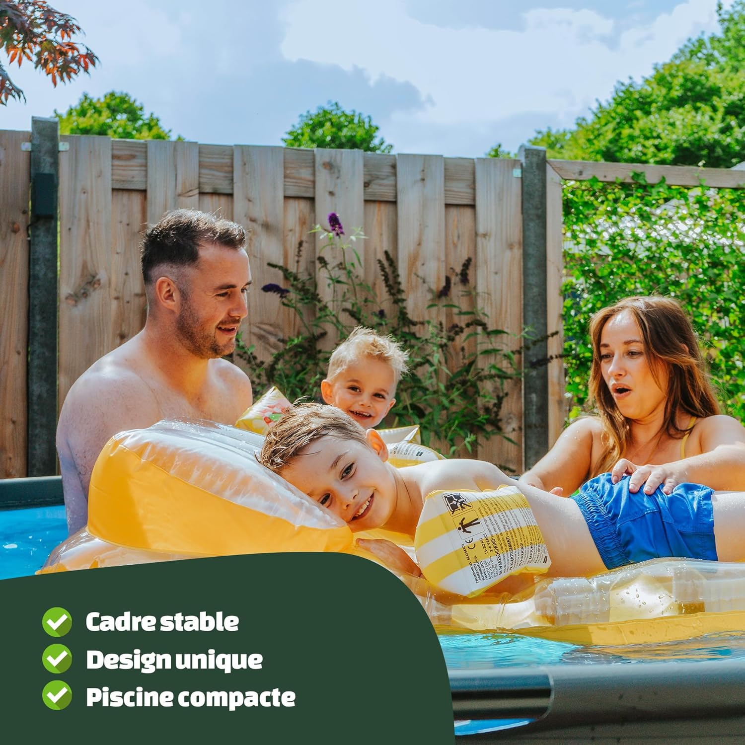 jardinite - Piscine Tubulaire Lime - 300x76cm - Pompe filtrante, entrée basse, cadre stable, vert