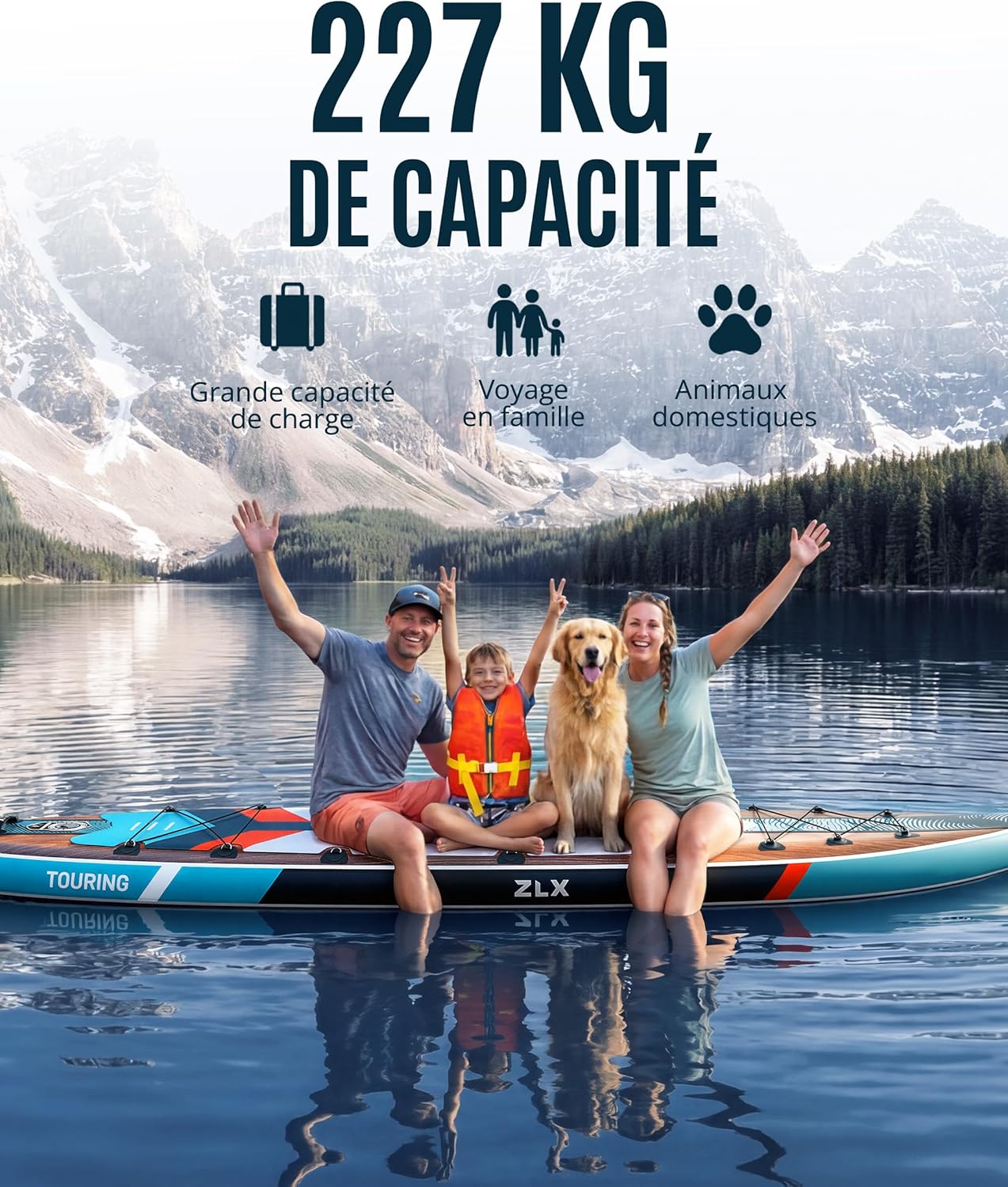 ZLX Planche de Paddle Gonflable Touring 350cm avec Siège Kayak | Sup Rapide et Stable Longue Distance, Charge 180kg, Stand Up Paddle Board Exploration Global Recycled Standard