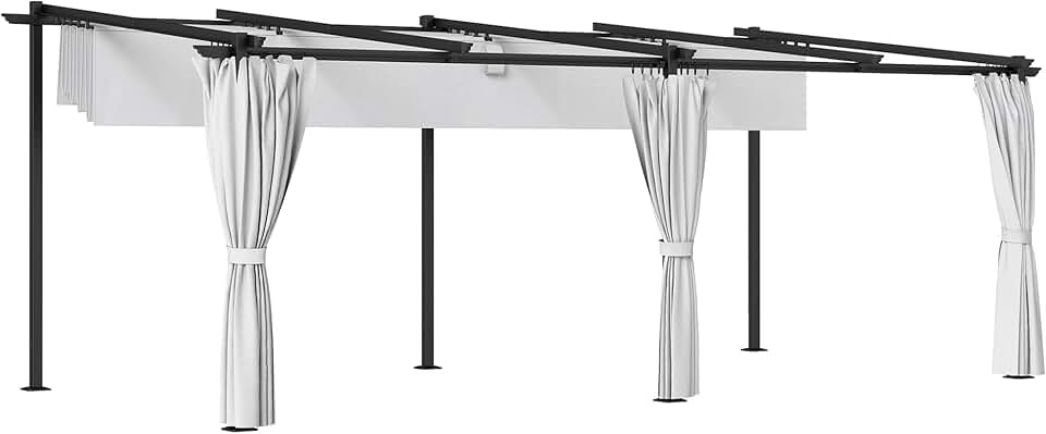 jardinite - pergola rétractable - 3x6m - rideaux latéraux, UPF30+