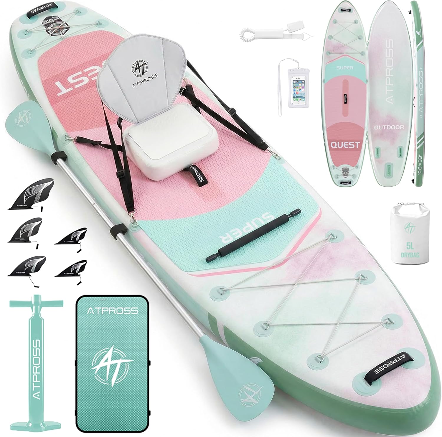 Planche de Paddle Gonflable - kayak 2 places 366x92cm - siège inclus & charge 240kg