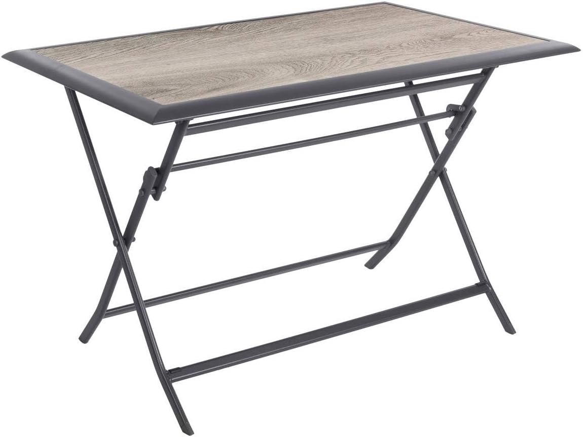 jardinite - Azua - table pliante rectangulaire, 4 places, aluminium epoxy, gris fumé