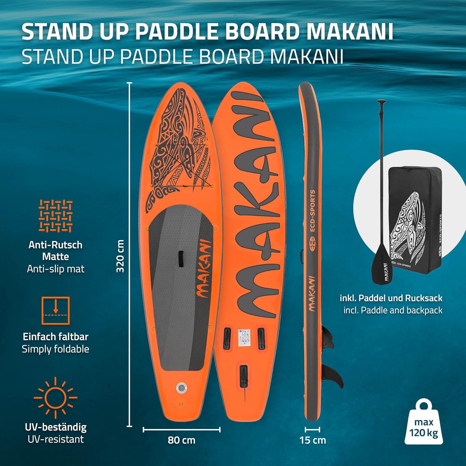 jardinite - Stand Up Paddle Série - 305/308/320/380 cm - PVC, 120/150 kg, ép. 10/15 cm