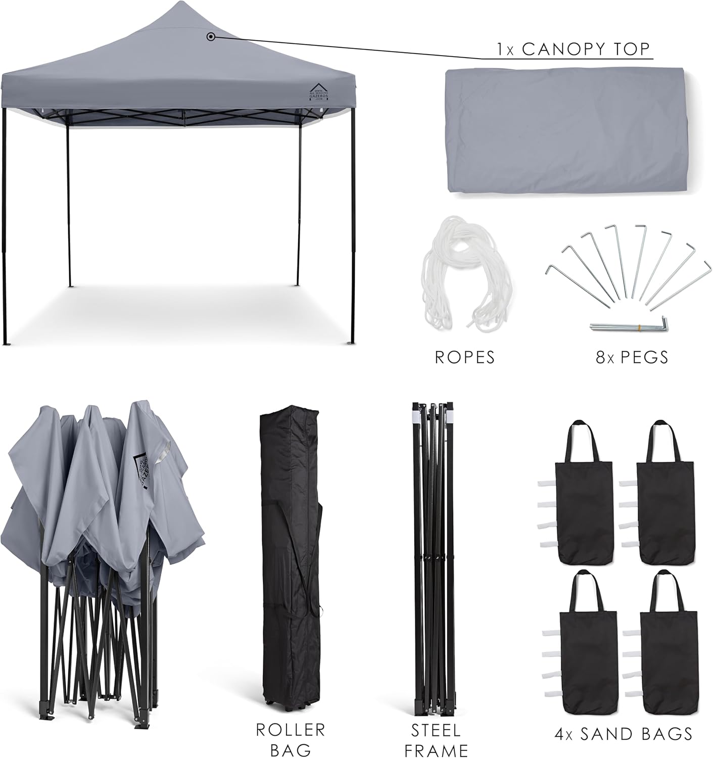 jardinite - Tonnelle série résistante - 3x3m - étanche, gris métallisé