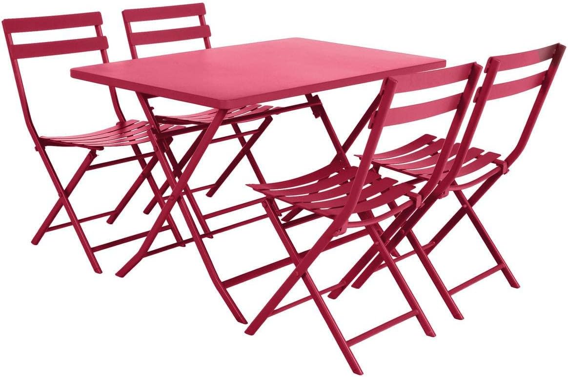 jardinite - Greensboro - 120x70cm - table pliante acier 4 places, anti-rouille