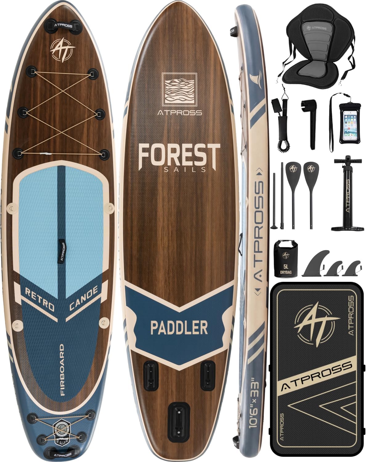 Stand Up Paddle gonflable adulte 320x84cm, 2 places, charge 200kg