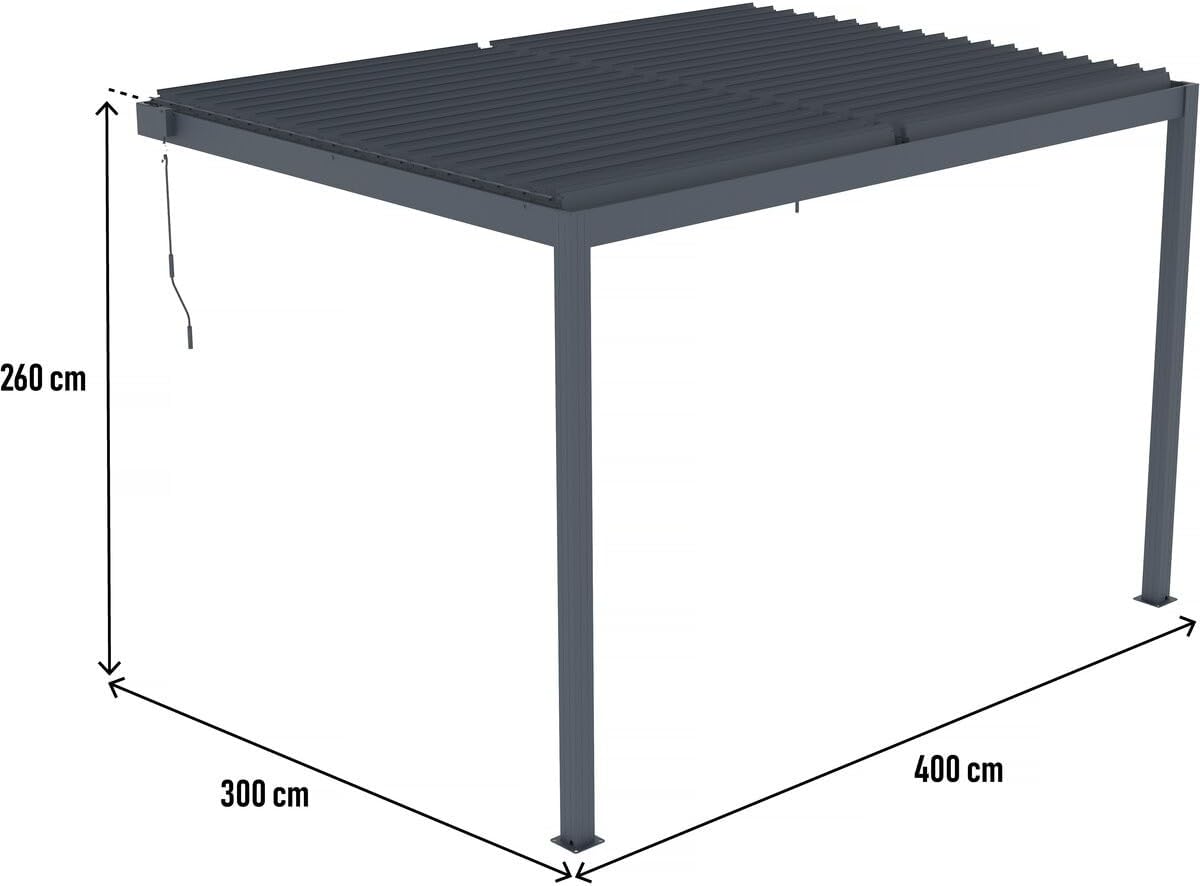Windsor - pergola bioclimatique adossée - 3x4 m - LED intégrées