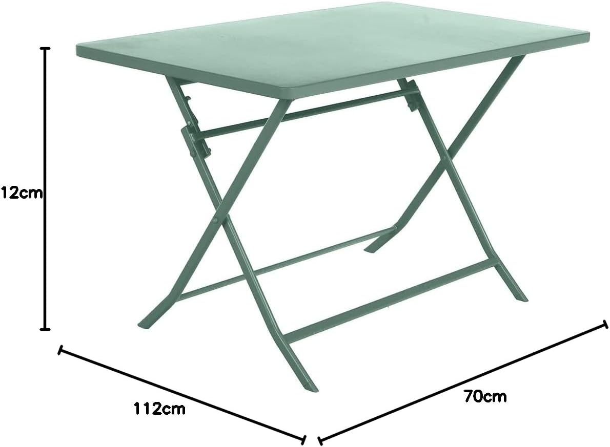 jardinite - Greensboro - table pliante 4 places acier vert olive