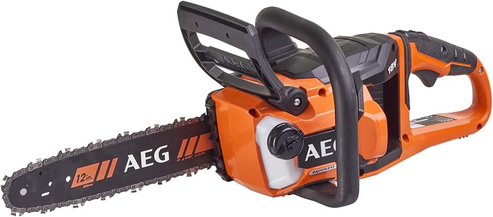 AEG - 4935471337 Tronçonneuse sans fil (18 V, frein de chaîne, poignée latérale AVS, système de lubrification automatique, longueur de lame 30 cm) ACS18B30