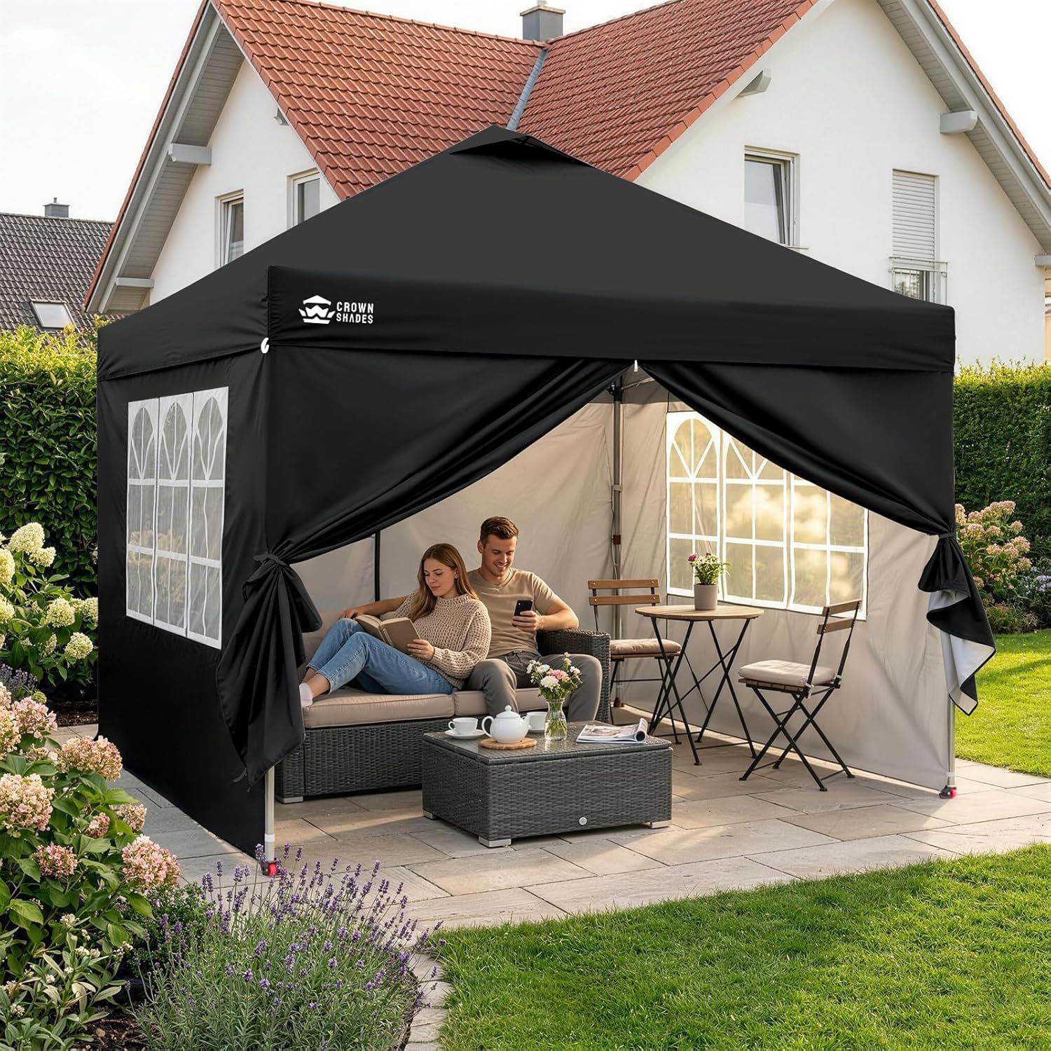 jardinite - Tonnelle pliante 3x3m imperméable, P/Pop-Up, 4 parois amovibles, Sac, UPF 50+ - CN0032