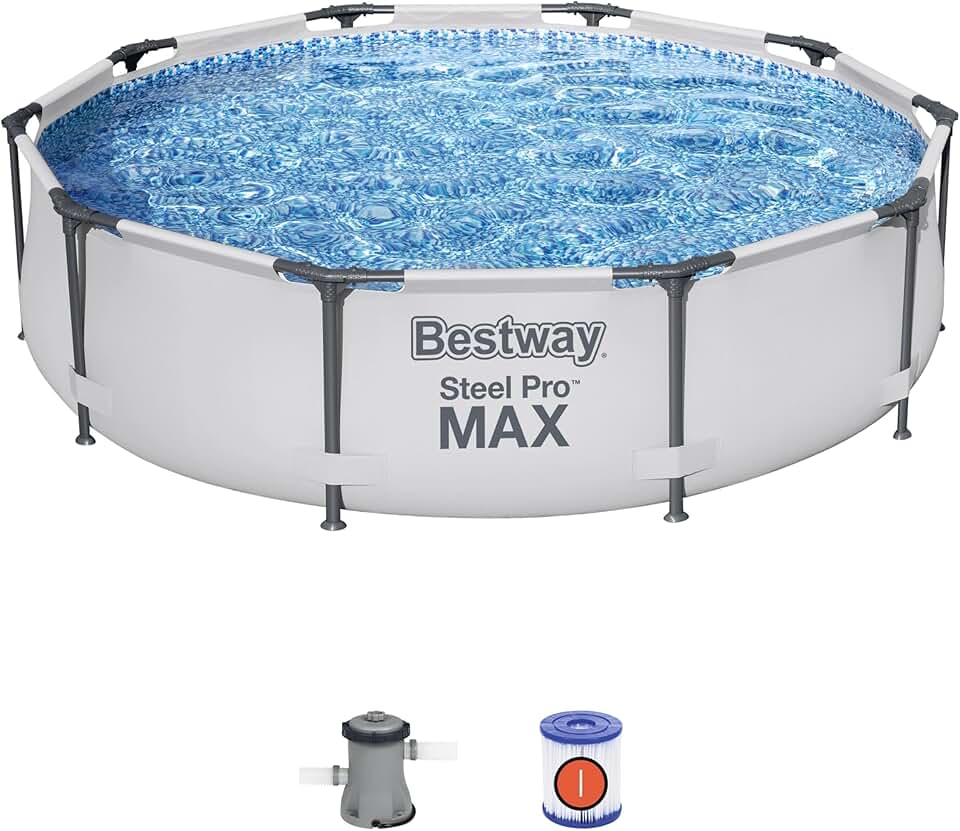 jardinite - Steel Pro Max piscine ronde - 305x76 cm - filtre cartouche