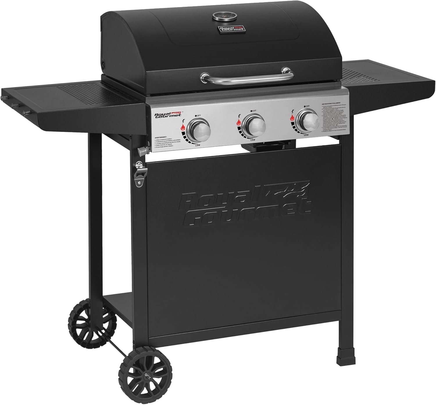 jardinite – BBQ Gaz 3 brûleurs – 9kW – chariot, capot, grilles, jardin