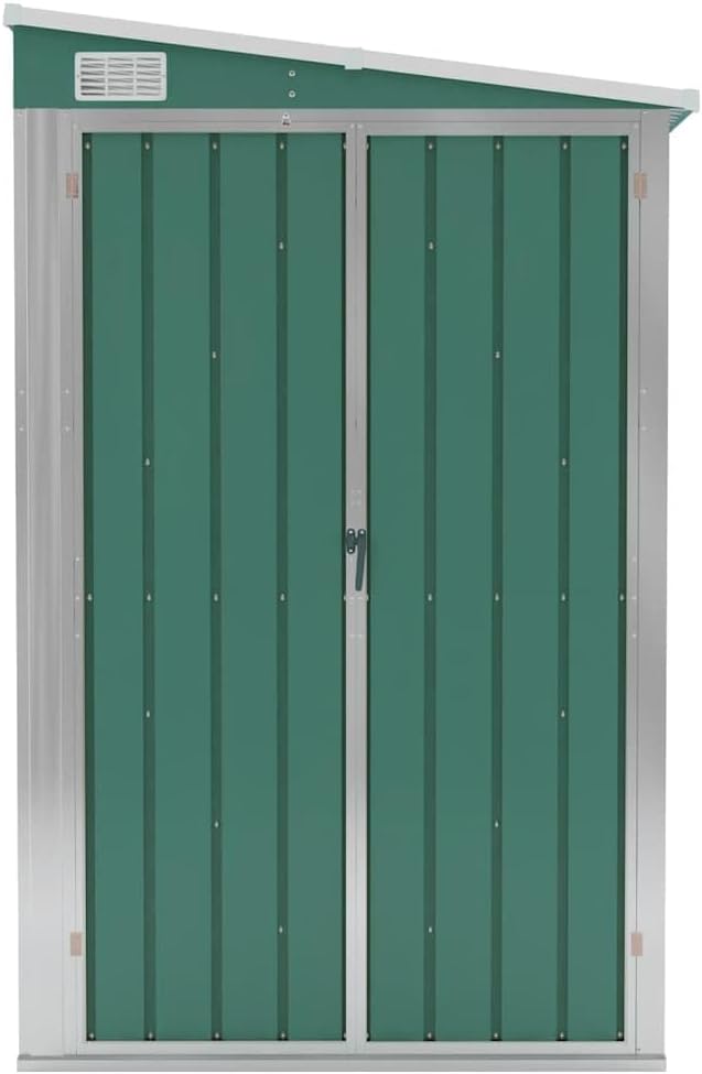 Abri de jardin mural vert - 118x382x178 cm - acier galvanisé, 47.9kg