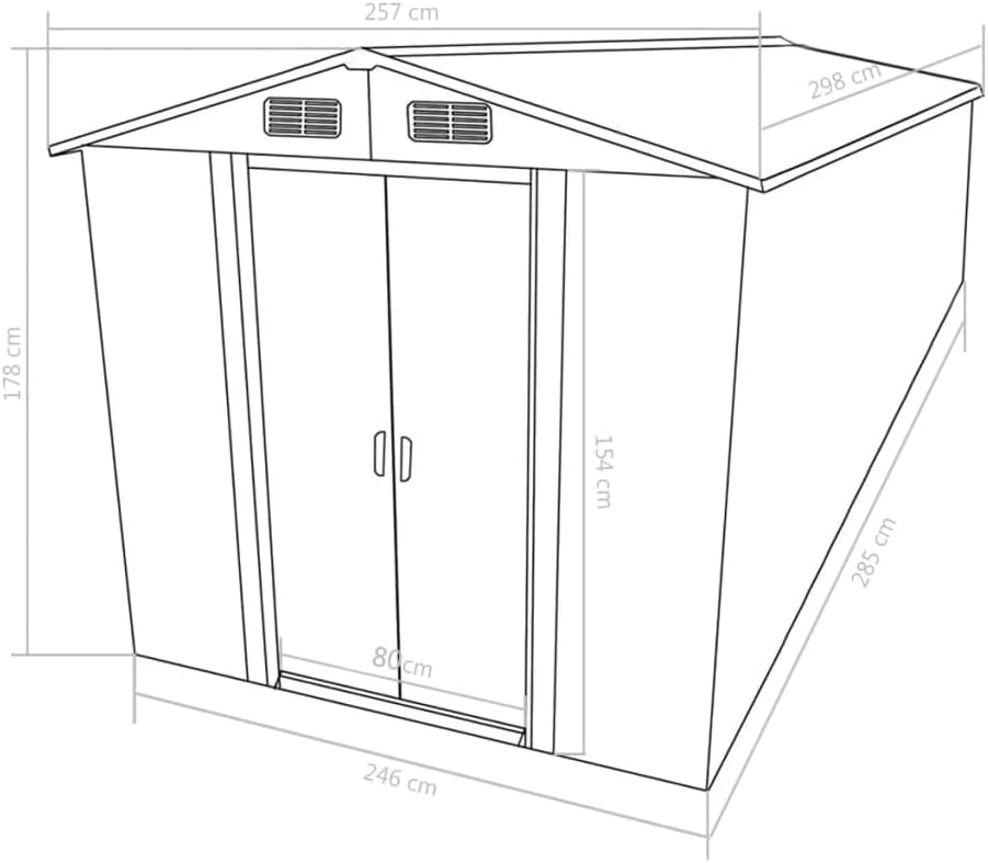 jardinite Abri de Jardin 257x298x178 cm Métal Anthracite,Maison & Jardin, Pelouses & Jardins, Vie en extérieur, Structures extérieures, Cabanes & abris de Jardin, Anthracite (Poids 72.36KG)