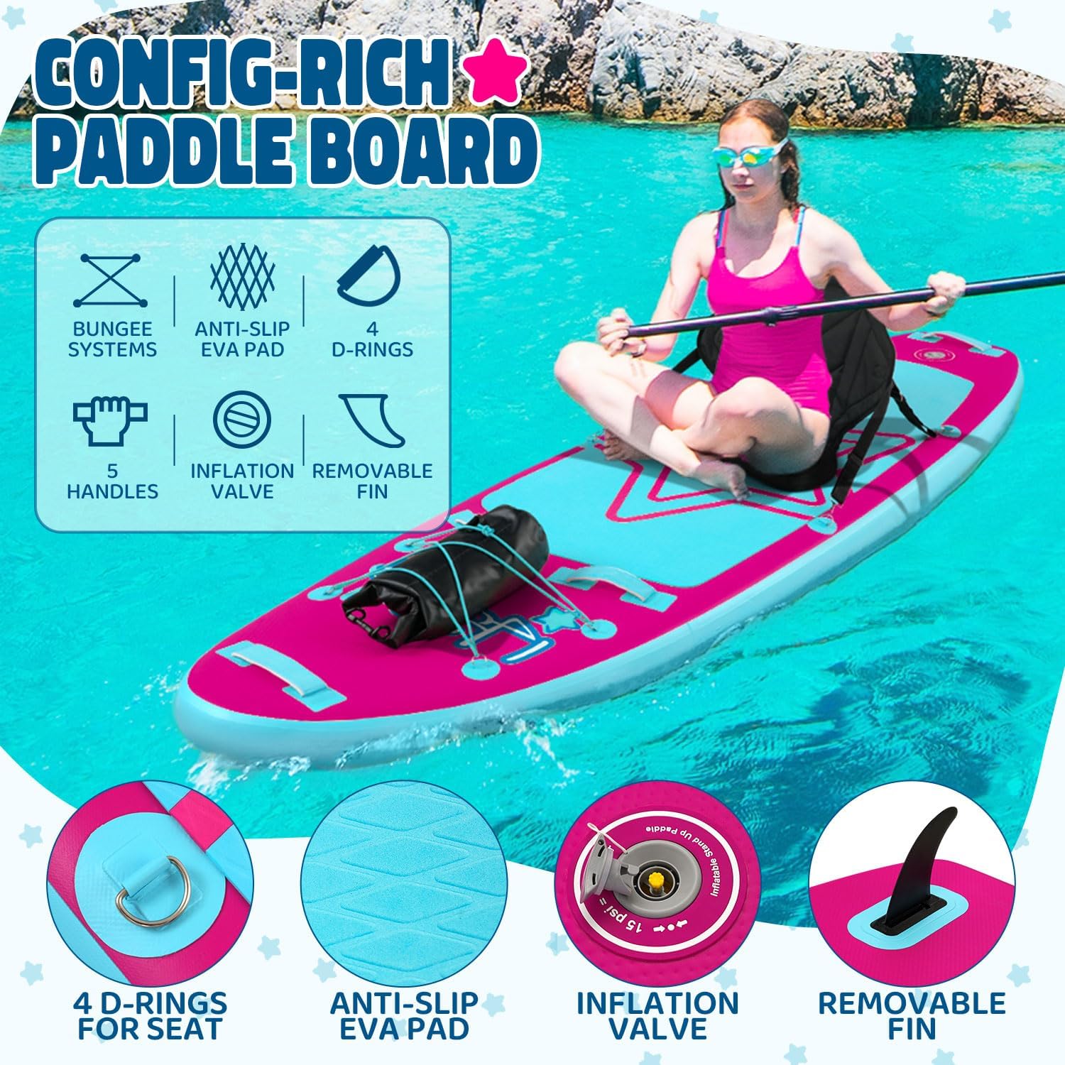 Planche de Surf Gonflable - Accessoire Complet Stand Up Paddle Board Gonflable pour Enfant Jeunesse