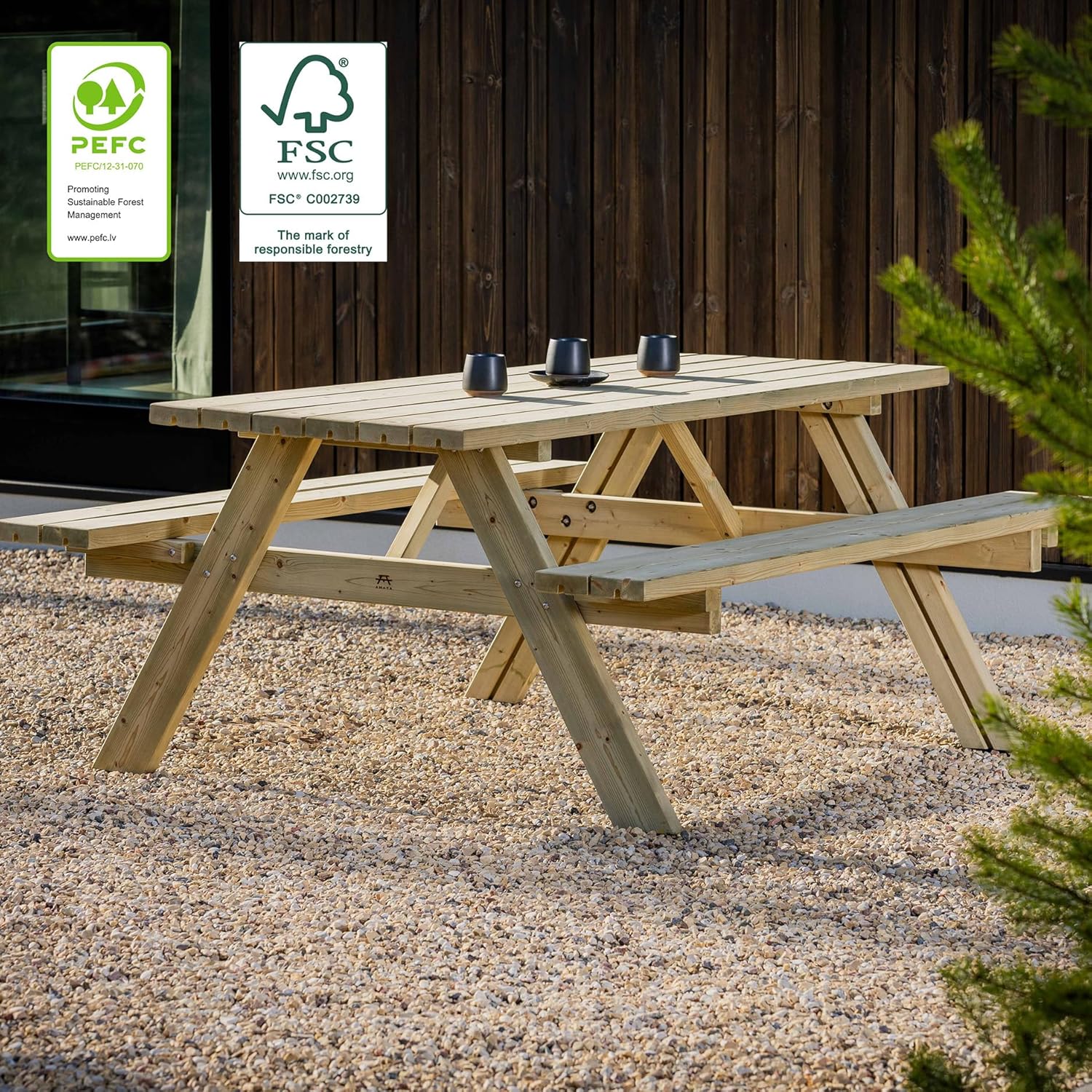 Table de Pique-Nique - Collection UNGURS - Résistante aux intempéries - Sièges pliants, idéale jardin_extérieur - jardinite-