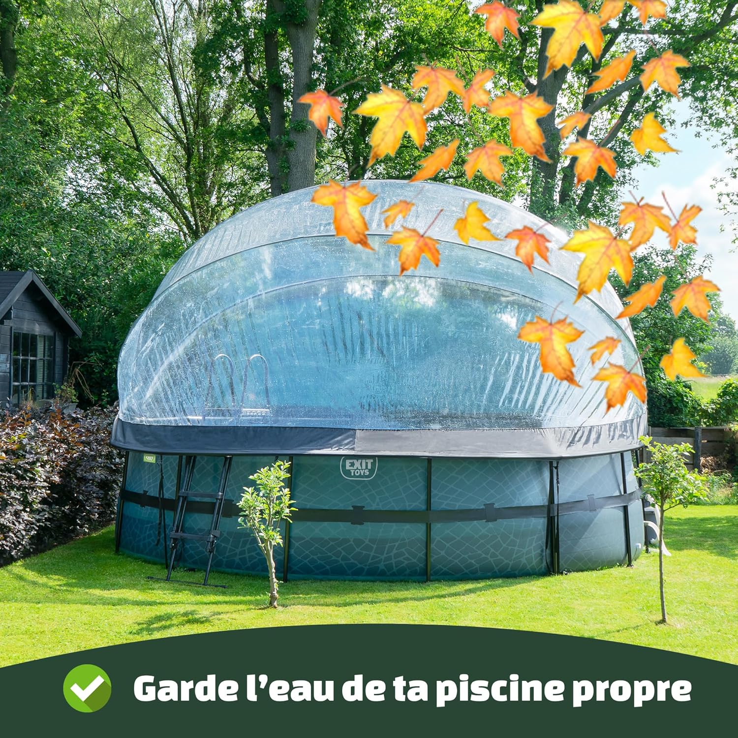 jardinite Piscine Tubulaire Soft Grey avec Dôme Multifonctionnel - ø360x76cm - Piscine Hors Sol Ronde avec Pompe Filtrante à Cartouche - Entrée Basse - Pour l'Eau de la Piscine Propre et Chaude - Gris
