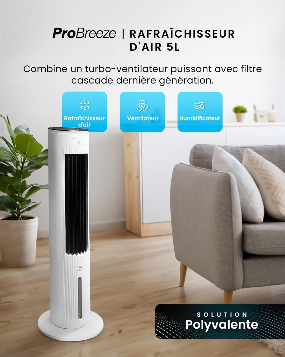 jardinite - OmniAir - 5L - 3 vitesses, 4 modes, minuterie 7h, clim mobile