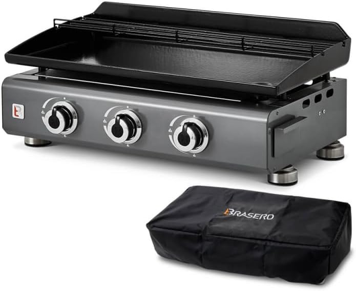 Favex - Silvia II - 67x34 cm - plancha gaz 3 feux, 7,5 kW, plaque acier émaillé, housse