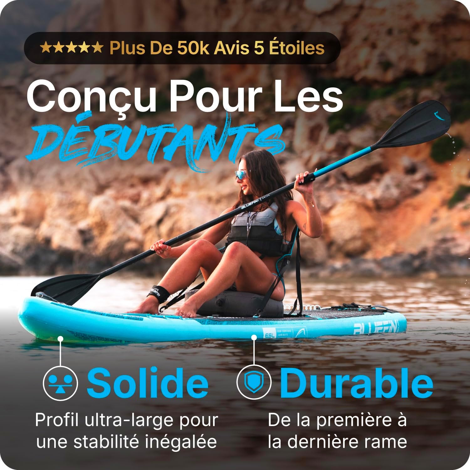 Bluefin Cruise - Planche de Paddle Gonflable 10'8 - Pack Sup de qualité supérieure et Accessoires - Planche de Paddle Sup antidérapante et légère - Planche de Paddle Sup Polyvalente de 15,2 cm