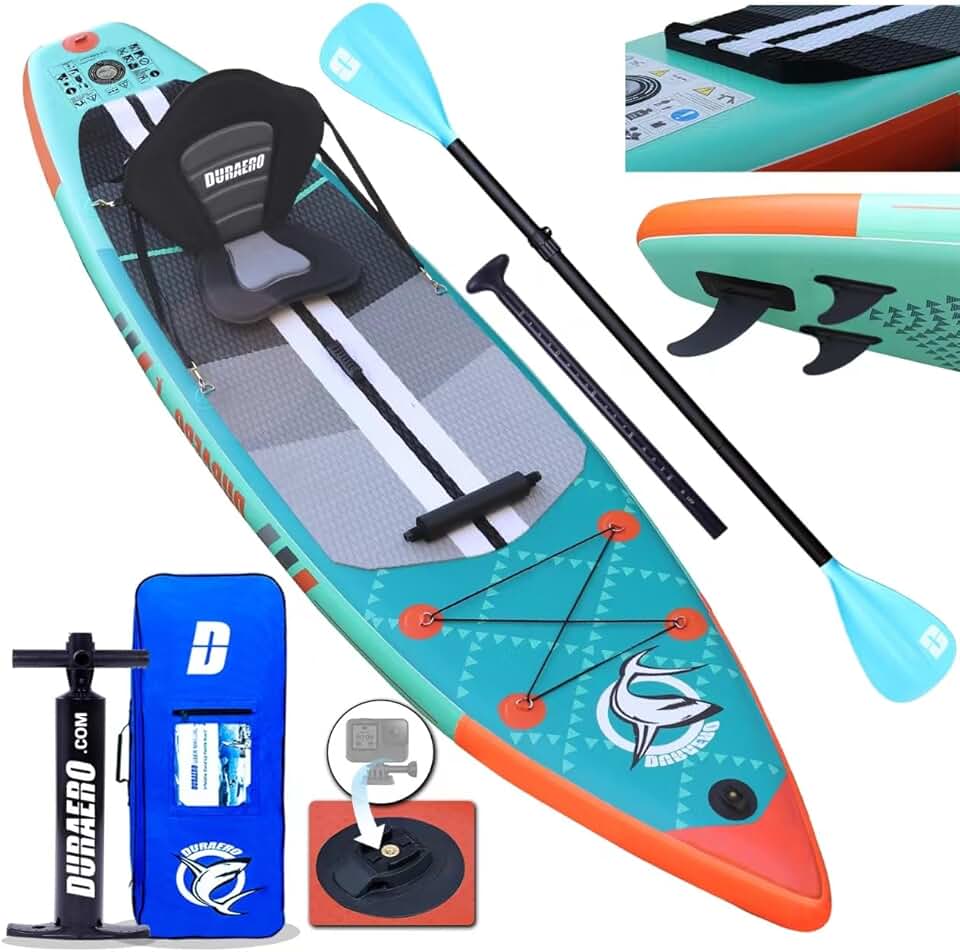 Stand up Paddle gonflable - 330x76x15cm - siège kayak, support GoPro, 150kg, double pagaie, vert menthe