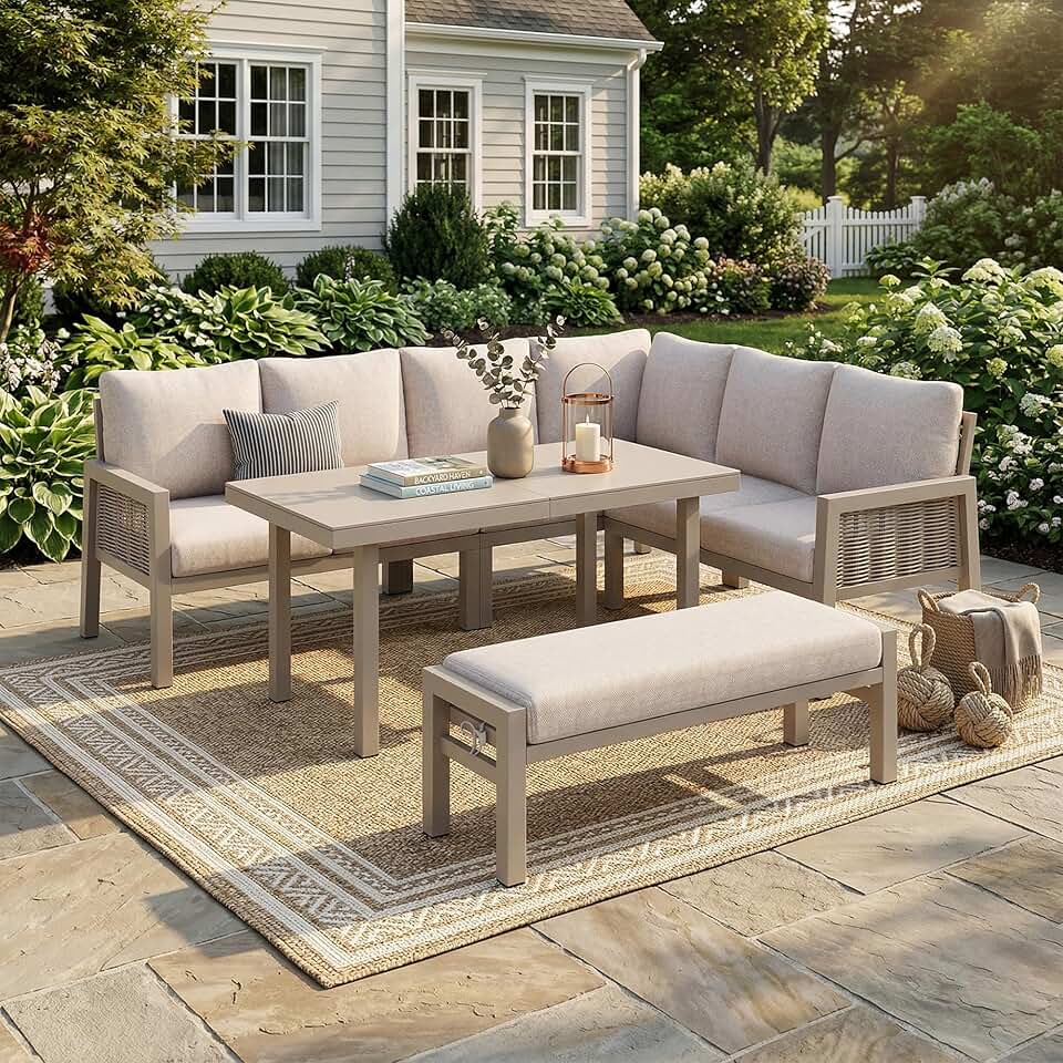 jardinite - I-Kaki - ensemble jardin 8 pers. - fer, verre, corde PE