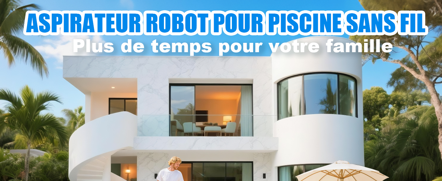 Robot aspirateur de Piscine sans Fil pour Piscine Hors Sol