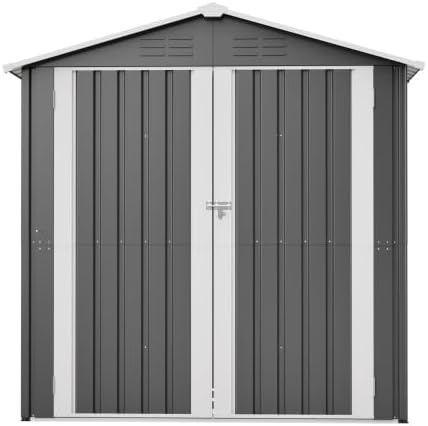Abri de jardin métal - 142x185 cm - Verrouillable, aéré, base acier